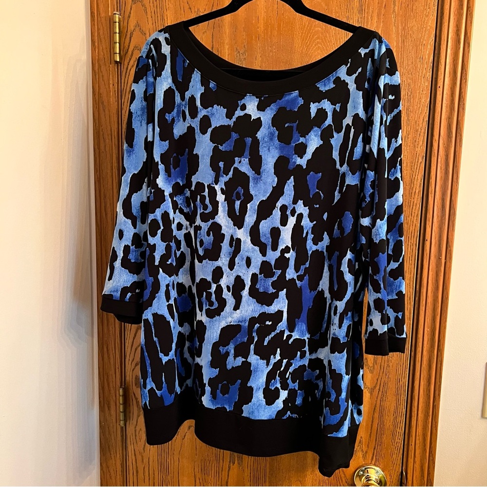 Susan Graver Blue Leopard Tunic - 3X